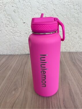 lululemon Hot Pink Insulated Bottle with Straw Lid